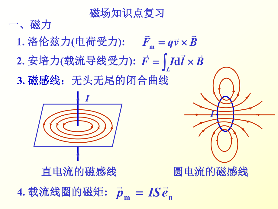 磁场知识点复习和电磁感应定律_第1页