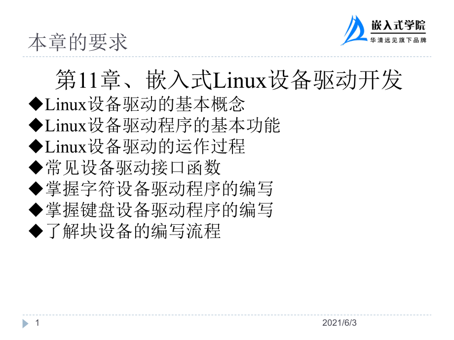 第11章嵌入式Linux设备驱动开发PPT优秀课件_第1页