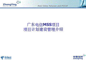 广东电信MSS项目项目计划建设管理介绍(1)