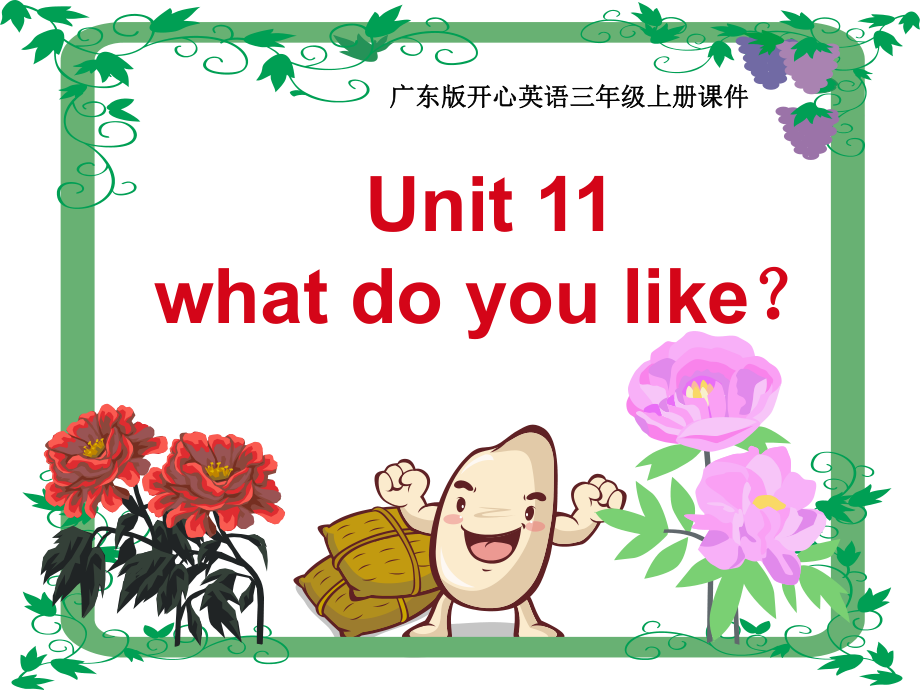 開心學(xué)英語三年級冊Unit 11 What do you likeppt課件_第1頁