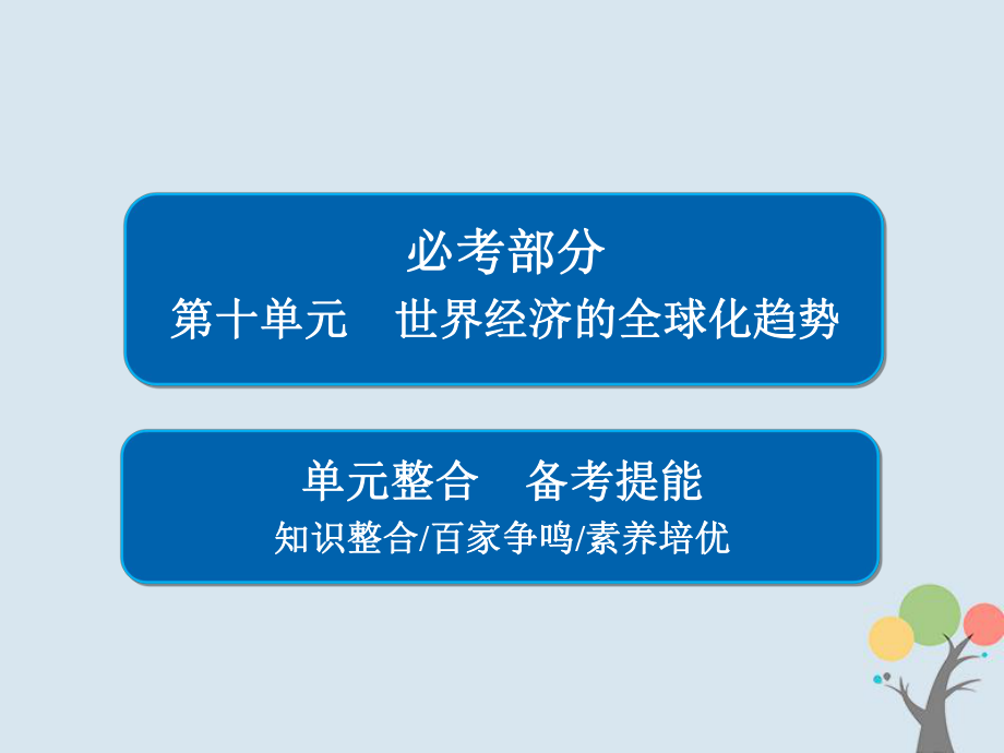 高考?xì)v史一輪復(fù)習(xí) 第十單元 世界經(jīng)濟(jì)的全球化趨勢單元整合課件 新人教_第1頁