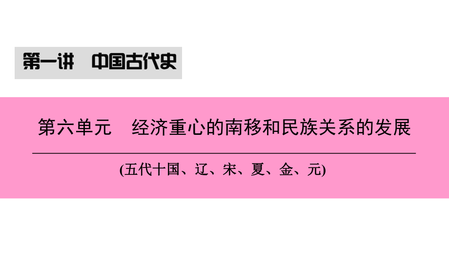 （新课标深圳专用）中考历史总复习 第一讲 中国古代史 第六单元 经济重心的南移和民族关系的发展课件_第1页