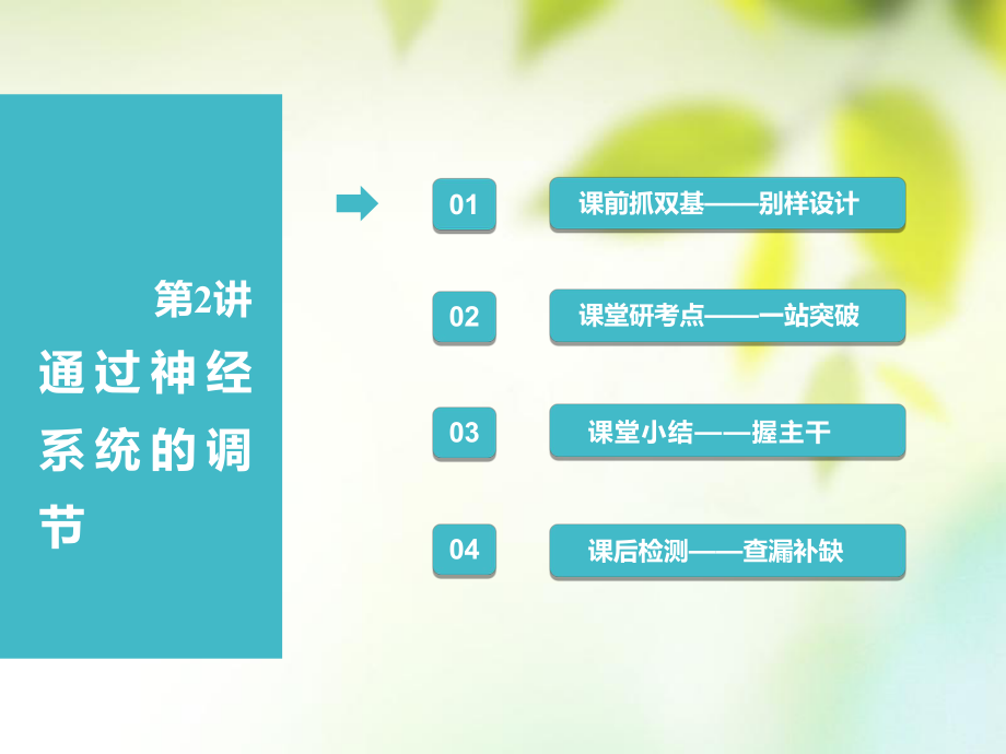 （全国通用）高考生物一轮复习 第3部分 稳态与环境 第一单元 动物和人体生命活动的调节 第2讲 通过神经系统的调节课件_第1页