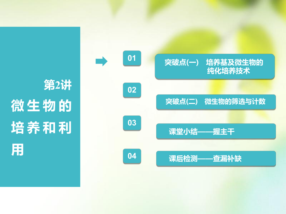 （全國(guó)通用）高考生物一輪復(fù)習(xí) 選考部分 生物技術(shù)實(shí)踐 第2講 微生物的培養(yǎng)和利用課件_第1頁(yè)