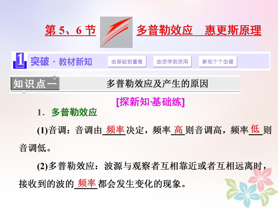 （浙江專）高中物理 第十二章 機械波 第5、6節(jié) 多普勒效應(yīng) 惠更斯原理課件 新人教選修34_第1頁