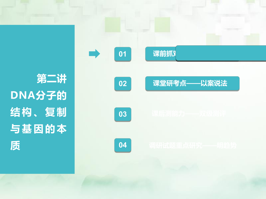 （江苏专）高考生物一轮复习 第二部分 遗传与进化 第二单元 基因的本质与表达 第二讲 DNA分子的结构、复制与基因的本质课件_第1页