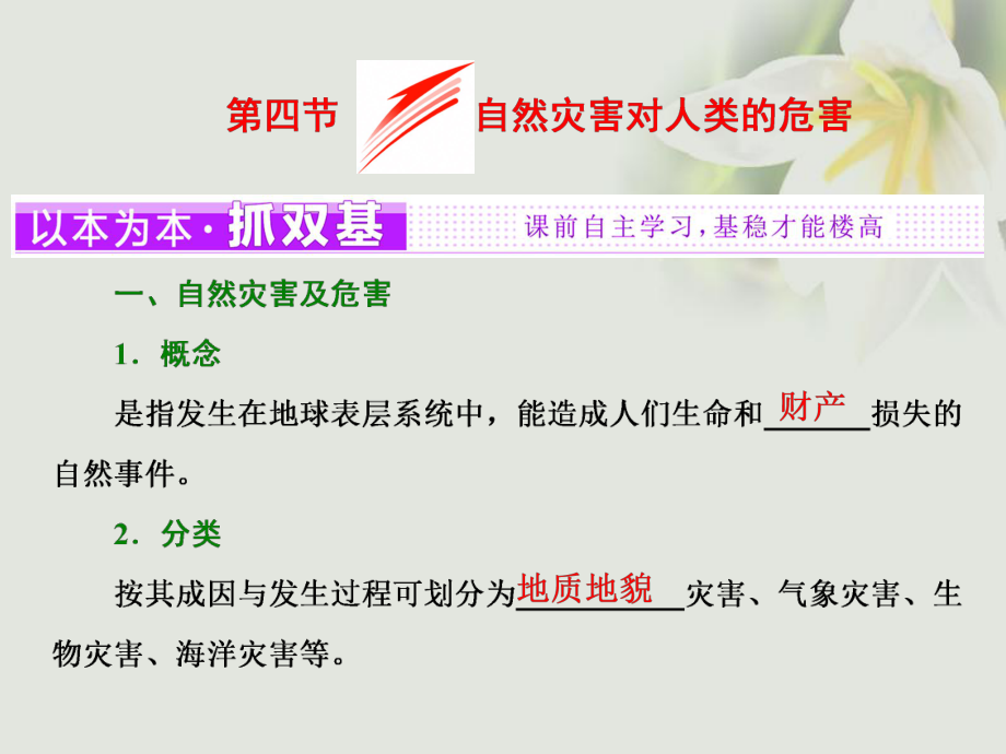 （浙江专）高中地理 第四章 自然环境对人类活动的影响 第四节 自然灾害对人类的危害课件 湘教必修1_第1页