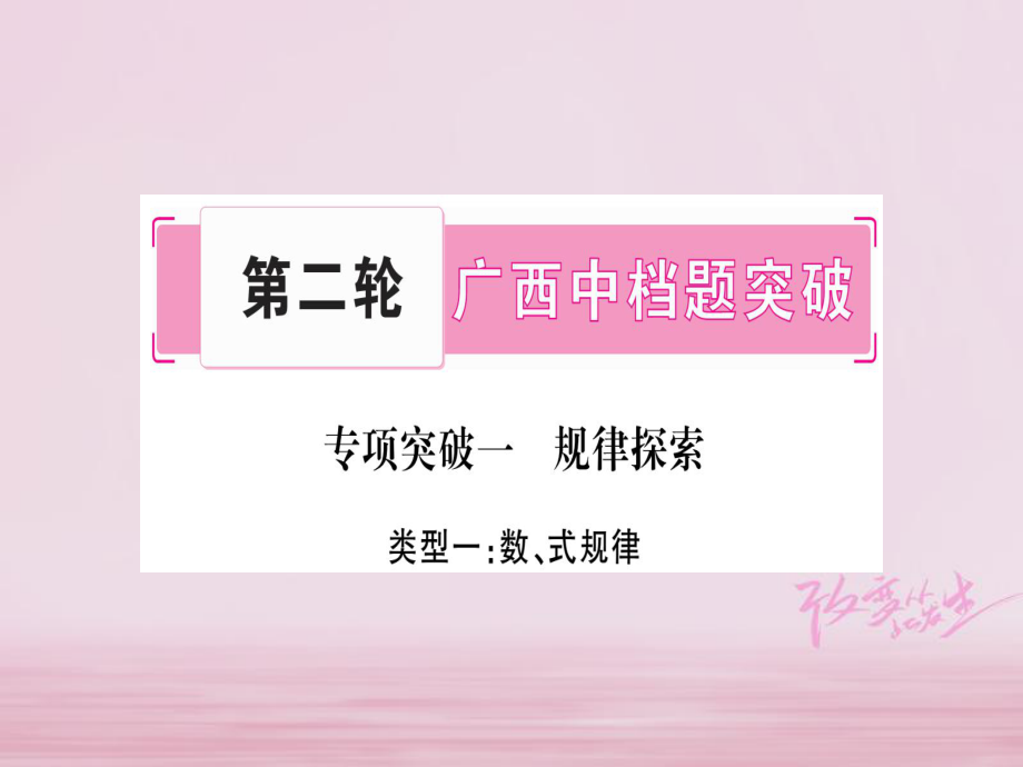 （廣西北部灣專版）中考數(shù)學(xué)總復(fù)習(xí) 第二輪 中檔題突破 專項(xiàng)突破1 規(guī)律探索課件 新人教版_第1頁