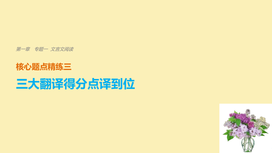 （江蘇專用）高考語文二輪復(fù)習(xí) 考前三個(gè)月 第一章 核心題點(diǎn)精練 專題一 文言文閱讀 精練三 三大翻譯得分點(diǎn)譯到位 三、特殊句式譯到位課件_第1頁(yè)