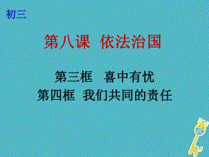 云南省個舊市九年級政治全冊 第三單元 法治時代 第八課 依法治國 第3-4框 喜中有憂 我們共同的責(zé)任課件 人民版