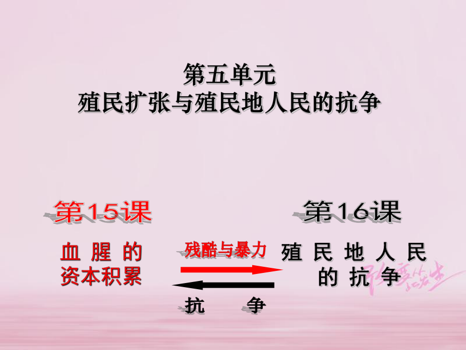 江苏省如皋市白蒲镇九年级历史上册 第五单元 殖民扩张与殖民地人民的抗争 第15课 血腥的资本积累课件 新人教_第1页