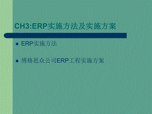 CH3ERP实施方法及实施计划ppt课件