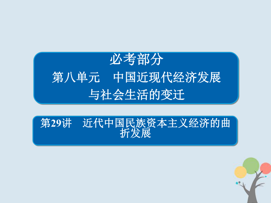 屆高考?xì)v史一輪復(fù)習(xí) 第八單元 中國(guó)近現(xiàn)代經(jīng)濟(jì)發(fā)展與社會(huì)生活的變遷 29 近代中國(guó)民族資本主義經(jīng)濟(jì)的曲折發(fā)展課件 新人教_第1頁(yè)