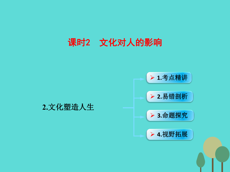 （全國通用Ⅱ）高考政治一輪復(fù)習(xí) 考點專題 模塊4 單元9 課時2 文化對人的影響 考點二 文化塑造人生課件_第1頁