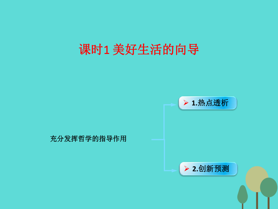 （全國通用Ⅱ）高考政治一輪復(fù)習(xí) 考點(diǎn)專題 模塊4 單元13 課時(shí)1 美好生活的向?qū)?熱點(diǎn)突破 充分發(fā)揮哲學(xué)的指導(dǎo)作用課件_第1頁