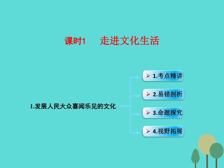 （全國通用Ⅱ）高考政治一輪復習 考點專題 模塊3 單元12 課時1 走進文化生活 考點一 發(fā)展人民大眾喜聞樂見的文化課件_第1頁