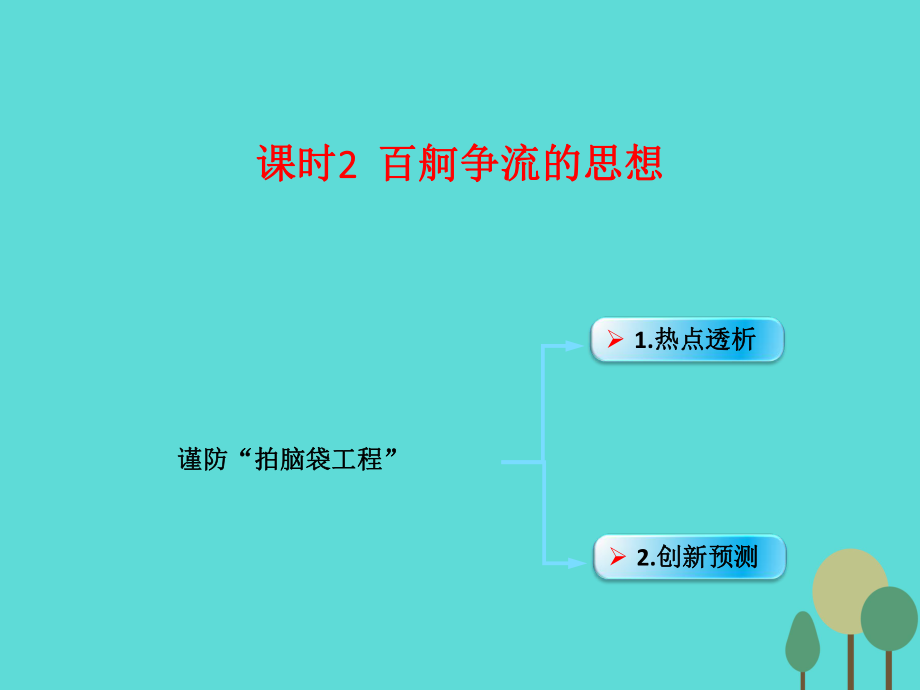 （全國(guó)通用Ⅱ）高考政治一輪復(fù)習(xí) 考點(diǎn)專(zhuān)題 模塊4 單元13 課時(shí)2 百舸爭(zhēng)流的思想 熱點(diǎn)突破 謹(jǐn)防“拍腦袋工程”課件_第1頁(yè)