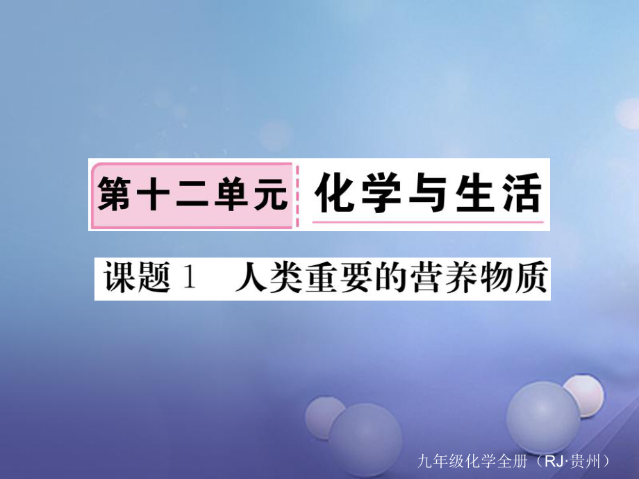 （贵州专版）九年级化学下册 第十二单元 课题1 人类重要的营养物质复习课件 （新版）新人教版_第1页