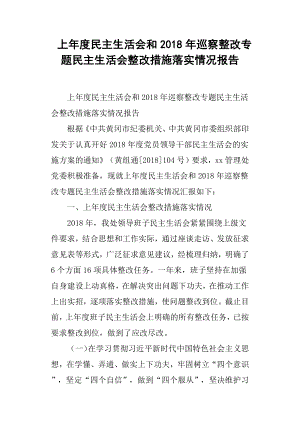 上年度民主生活會和巡察整改專題民主生活會整改措施落實情況報告.docx