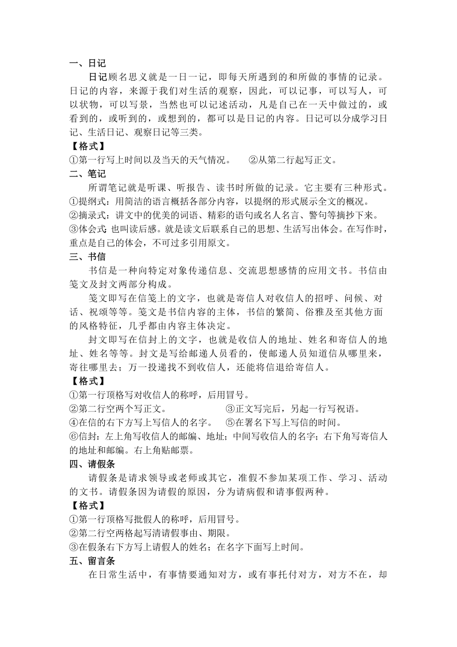 [六年级语文]小学毕业总复习应用文的写法.doc_第1页