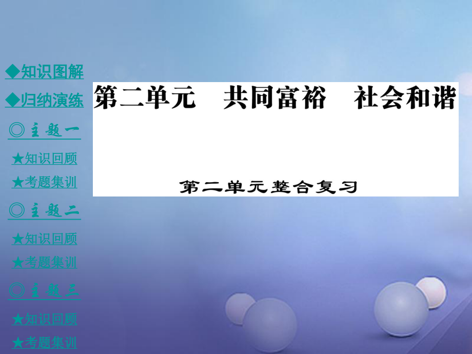 九年级政治全册 第二单元 共同富裕 社会和谐整合课件 粤教_第1页