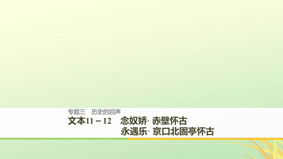 （全國通用）高中語文 專題三 歷史的回聲 文本11-12 念奴嬌_第1頁