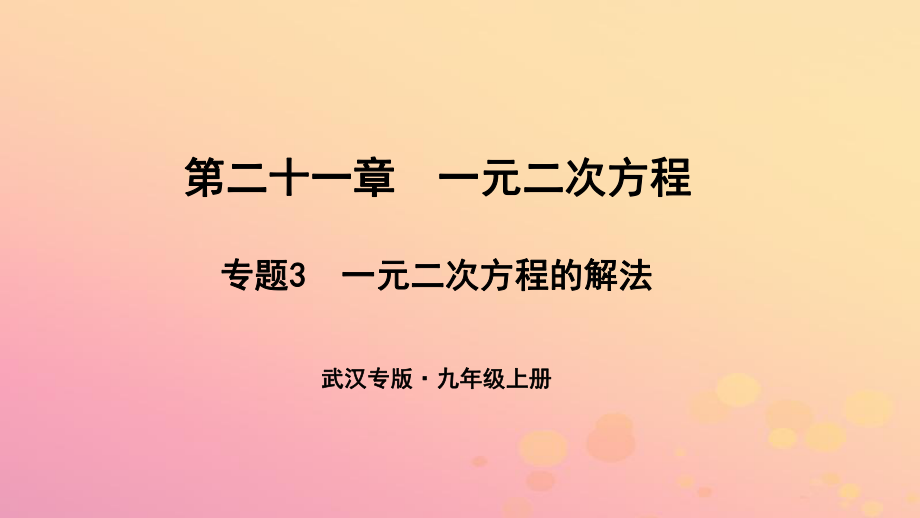 （武漢專）九年級(jí)數(shù)學(xué)上冊 第二十一章 一元二次方程 專題3 一元二次方程的解法課件 （新）新人教_第1頁