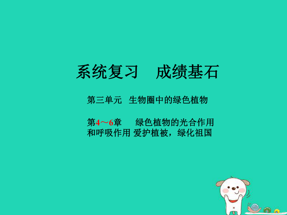 （聊城專）中考生物 第一部分 系統(tǒng)復(fù)習(xí) 成績(jī)基石 第3單元 第4-6章綠色植物的光合作用和呼吸作用 愛護(hù)植被綠化祖國(guó)課件_第1頁