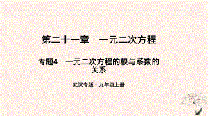 （武漢專）九年級數(shù)學(xué)上冊 第二十一章 一元二次方程 專題4 一元二次方程的根與系數(shù)的關(guān)系課件 （新）新人教