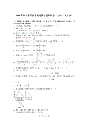 2016年武漢市高考模擬文科數(shù)學(xué)試卷（5月份）含答案解析.doc