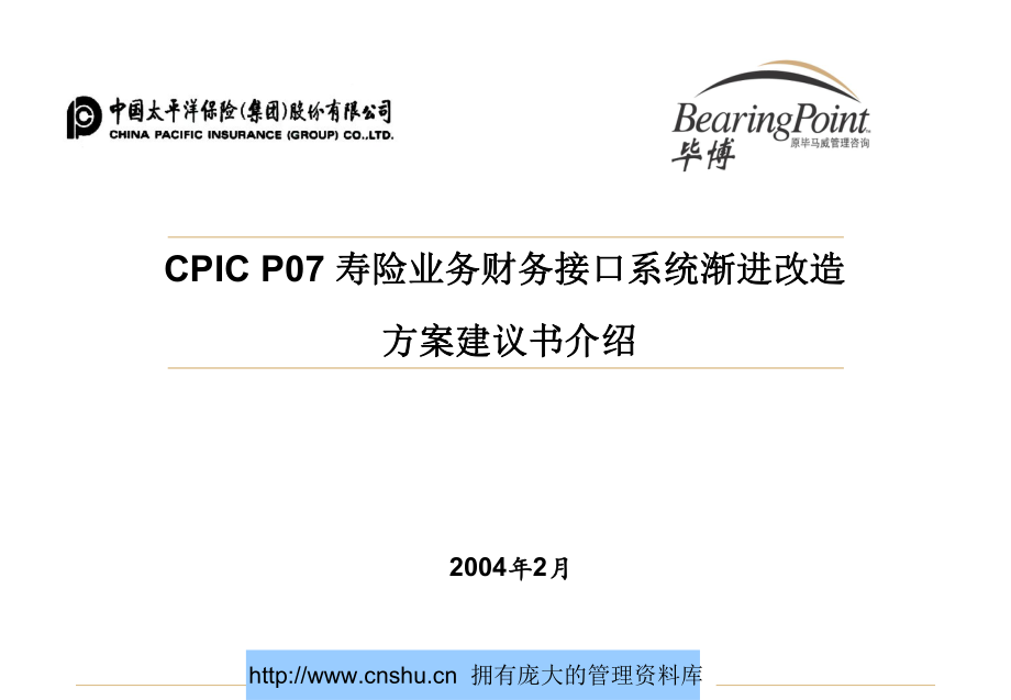 某咨询太平洋寿险业务财务接口系统渐进改造方案建议书ciwuz_第1页