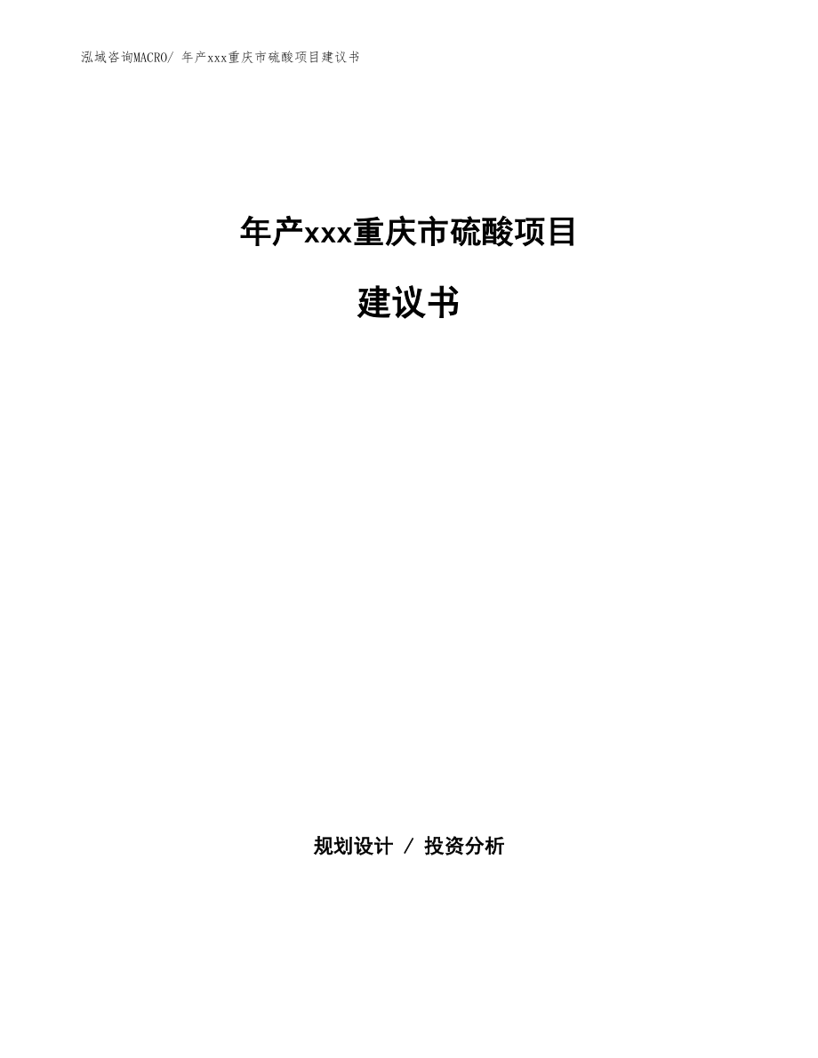 年產(chǎn)xxx重慶市硫酸項目建議書.docx_第1頁