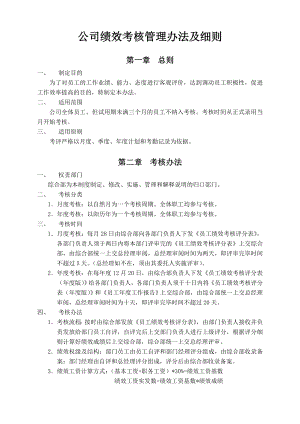 公司績效考核管理辦法及細則.doc