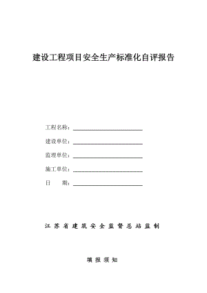 建設(shè)工程項目安全生產(chǎn)標(biāo)準(zhǔn)化自評報告.doc