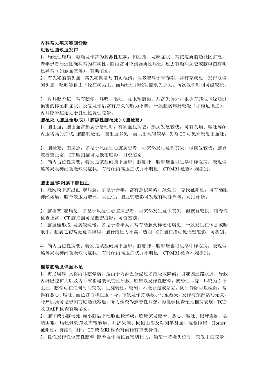 [考試]內科常見疾病鑒別診斷.doc_第1頁