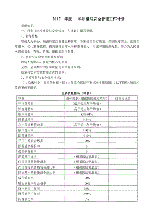 科室醫(yī)療質(zhì)量與安全管理工作計(jì)劃模板.doc