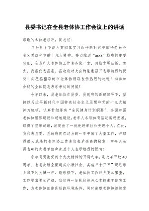 縣委書記在全縣老體協(xié)工作會議上的講話