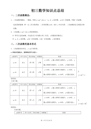 滬科版初三數(shù)學(xué)知識(shí)點(diǎn)總結(jié).doc