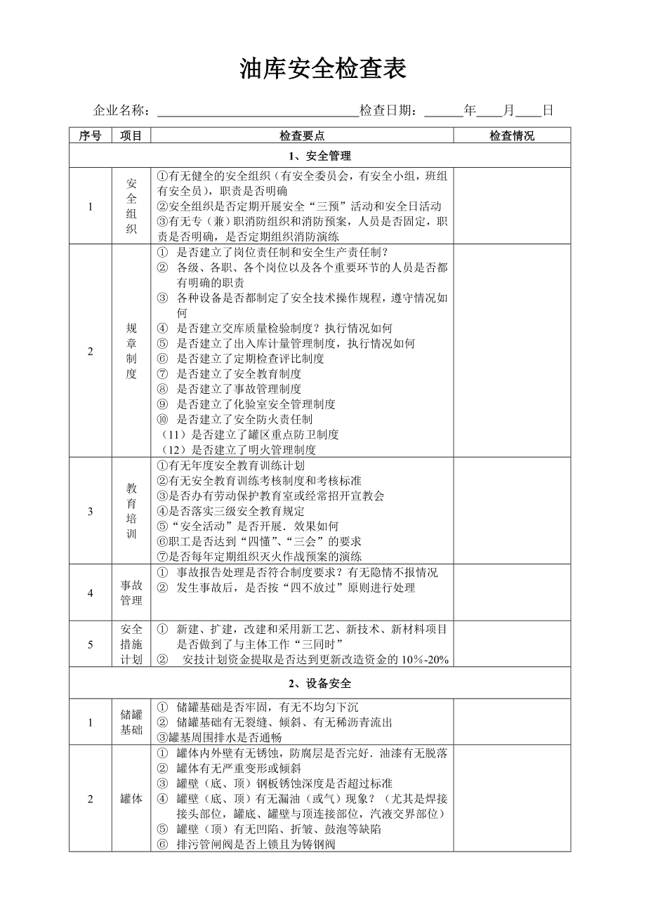 油庫專項安全檢查表.doc_第1頁