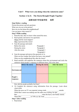 英語人教版八年級(jí)下冊(cè)Unit 5 Section A 3a-3c教學(xué)設(shè)計(jì)與反思