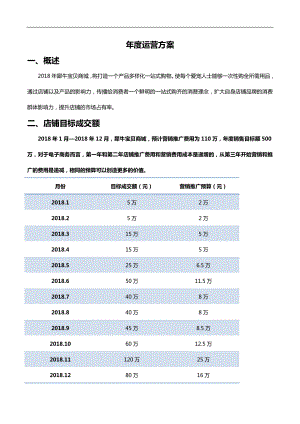 2018年電商淘寶天貓年度工作計劃