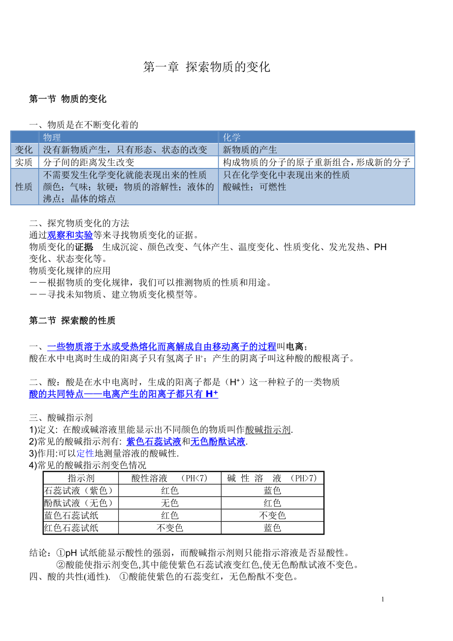 浙教版九年級上科學知識點總結(jié).doc_第1頁