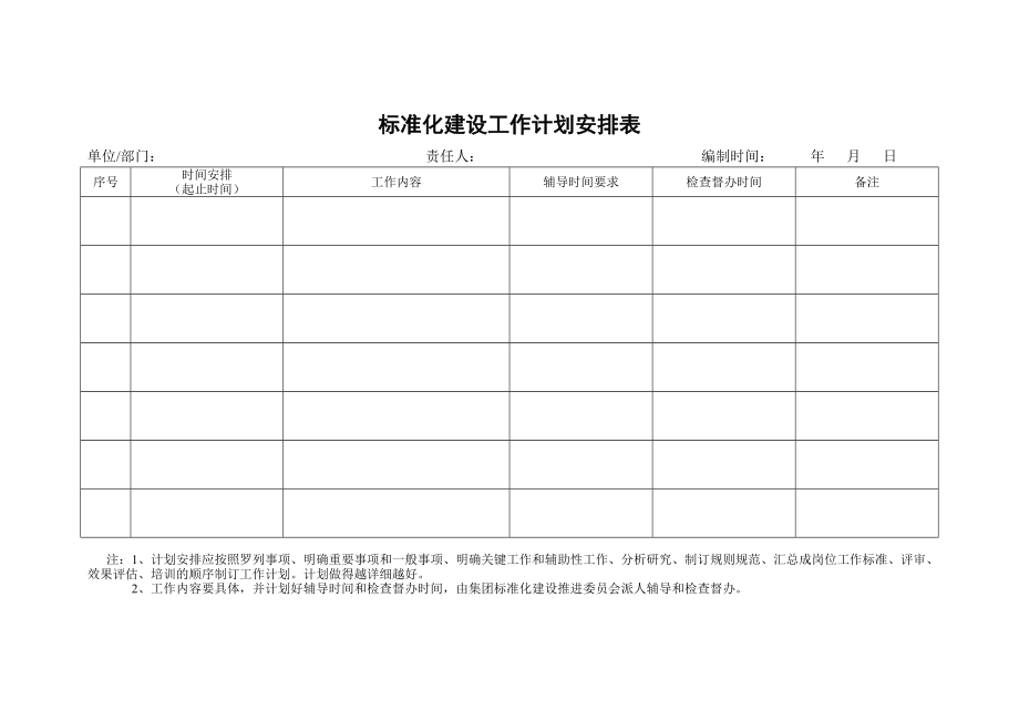 标准化建设工作计划安排表.doc_第1页