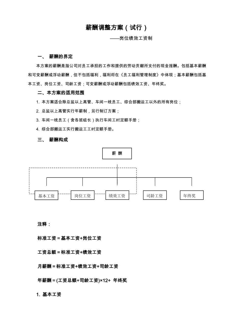 薪酬管理_薪酬調(diào)整方案_第1頁(yè)