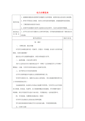 2019秋四年級科學上冊4.2《動力從哪里來》教案大象版.doc