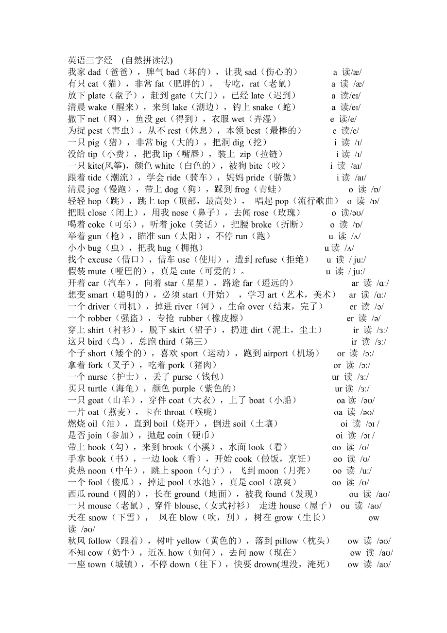 小學(xué)英語三字經(jīng) (自然拼讀法).doc_第1頁