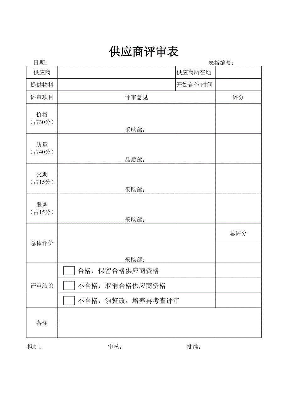 供應(yīng)商業(yè)績?cè)u(píng)定表_第1頁