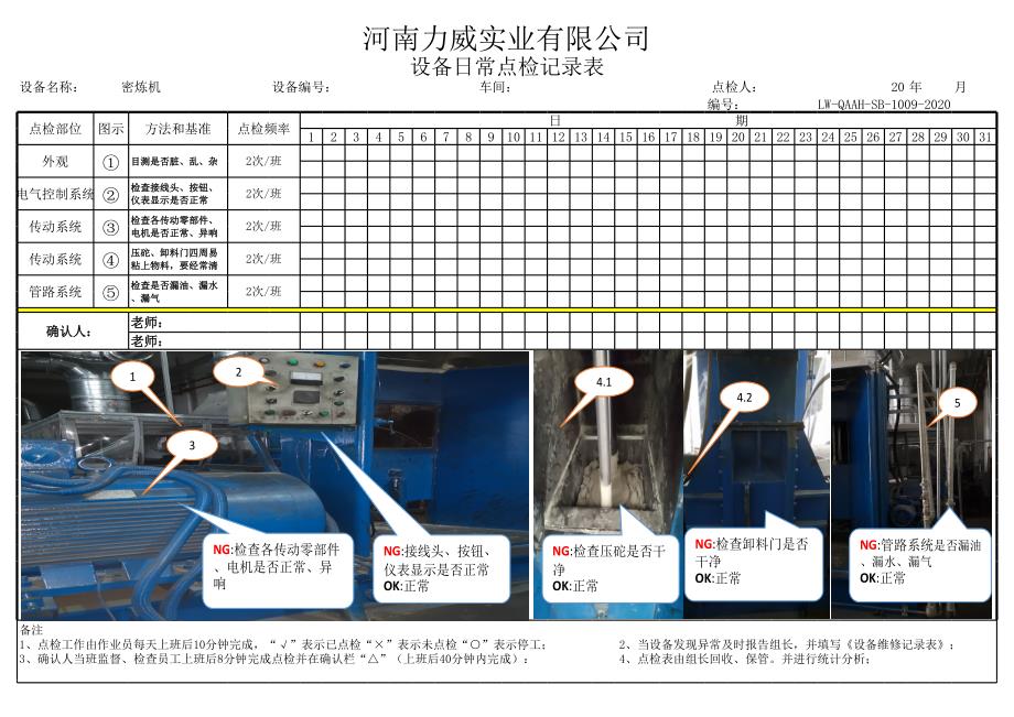 密煉機點檢表_第1頁