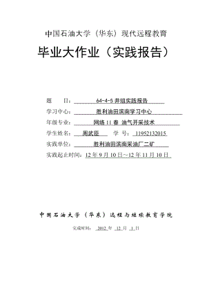 中國石油大學(xué)華東現(xiàn)代遠(yuǎn)程教育畢業(yè)大作業(yè)實(shí)踐報(bào)告.doc