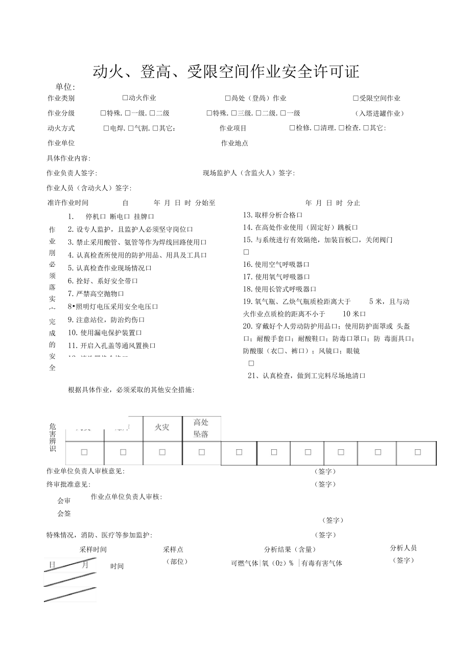 動火、高處、受限空間作業(yè)要求及安全許可證_第1頁